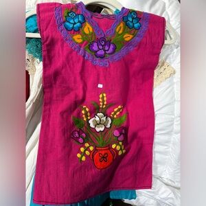 Embroidered Pink Kids Dress